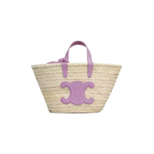 TEEN TRIOMPHE CELINE CLASSIC PANIER IN PALM LEAVES AND CALFSKIN MAUVE