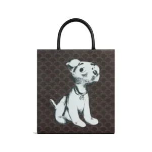 MEDIUM VERTICAL CABAS IN TRIOMPHE CANVAS ARTIST PRINT BLACK