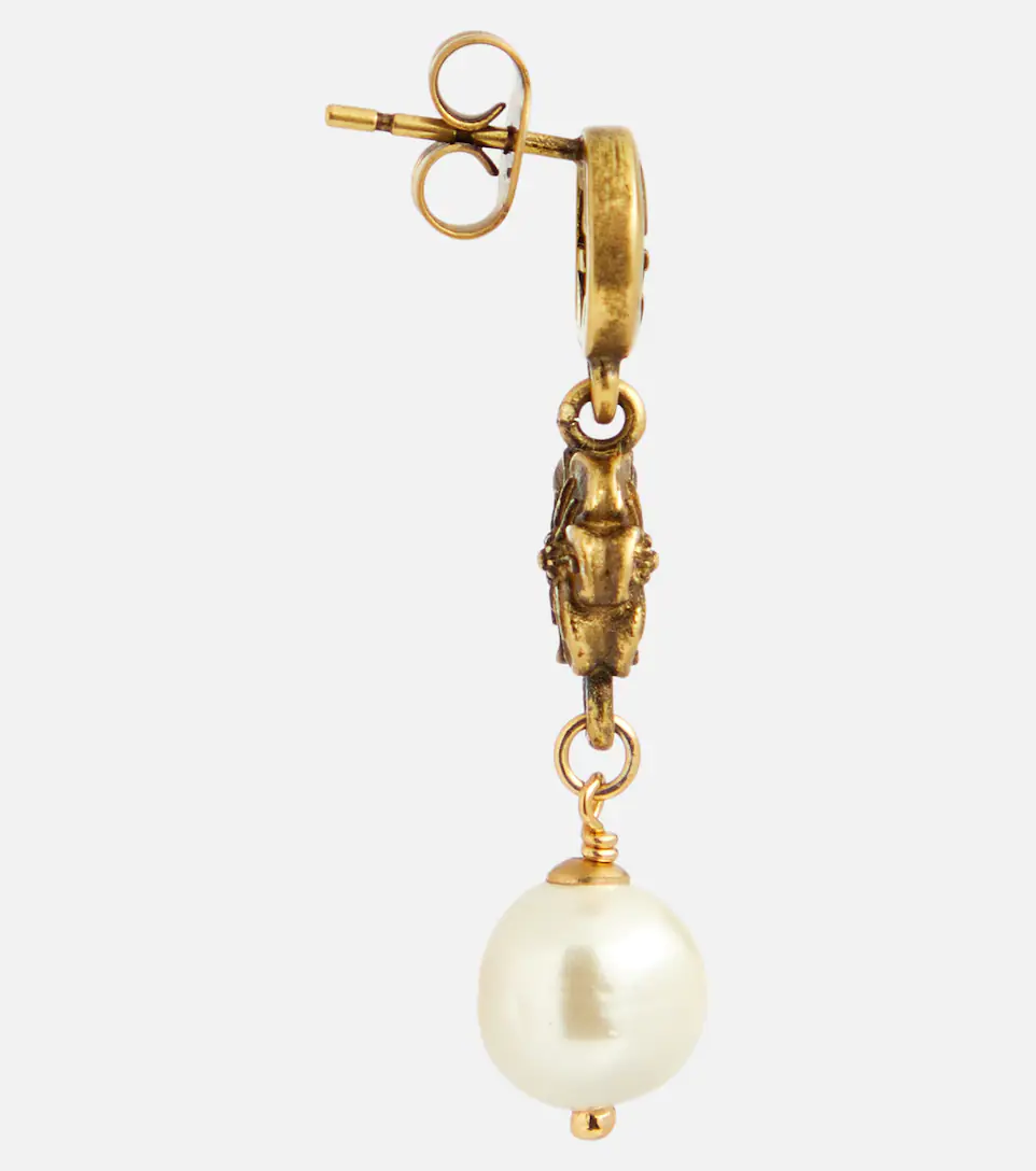 GG earrings with faux pearls