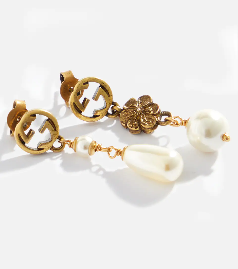 GG earrings with faux pearls