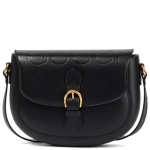 Logo embossed eather crossbody bag