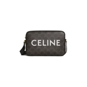 MEDIUM MESSENGER BAG IN TRIOMPHE CANVAS WITH CELINE PRINT BLACK