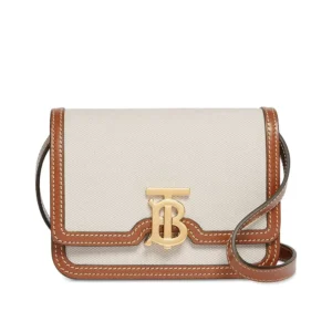 Burberry mini two-tone canvas and leather TB bag